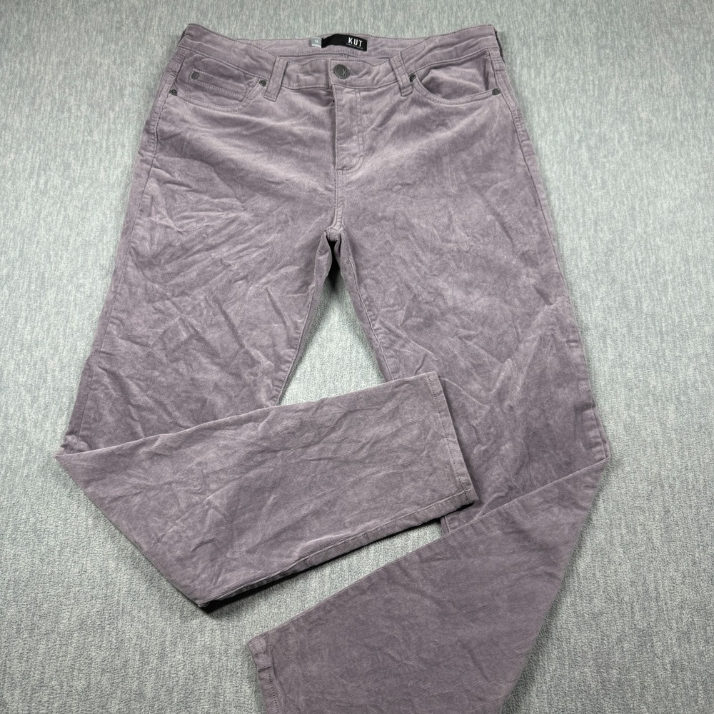 KUT from the Kloth Corduroy Pants Womens 12 Purple Diana Skinny Stretch Mid Rise